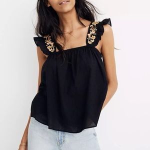 Madewell Embroidered Strap Top
